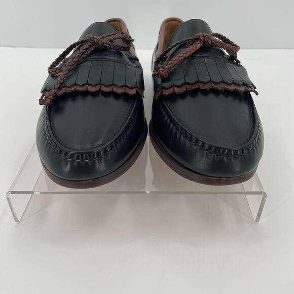 Allen Edmonds Men's Woodstock Loafers, Black/Cognac, Braided Tassel, Sz 10.5E - Picture 3 of 16